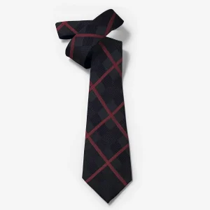 کراوات طرحدار مشکی قرمز چهارخانه
