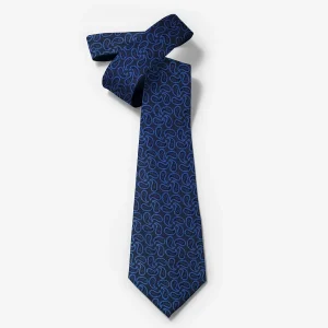 کراوات آبی مشکی طرحدار بادومی